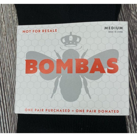 NEW BOMBAS Crew Calf Black Socks Men’s Medium Size 6-9 Bee - Picture 3 of 4